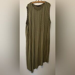 Ulla Popken Women’s Plus US 28/30 Sleeveless Asymmetric Dress Green Floral
